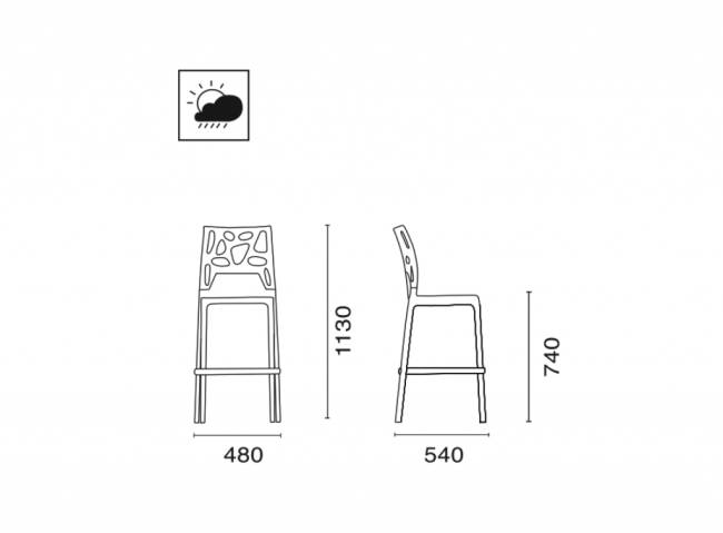 Стул пластиковый барный Ego-Rock Bar сатинированный алюминий, антрацит матовый, дымчатый 480х540х1130 мм Стул пластиковый барный Ego-Rock Bar сатинированный алюминий, антрацит матовый, дымчатый 480х540х1130 мм