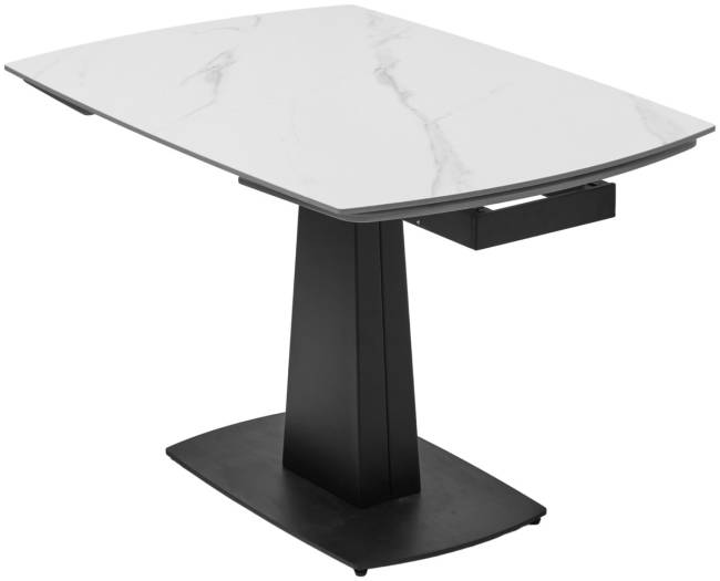 Стол БАЛД (BALDE) 140 цвет БЕЛЫЙ МРАМОР МАТОВЫЙ (MATT WHITE MARBLE SOLID CERAMIC) / ЧЕРНЫЙ, ®DISAUR Стол БАЛД (BALDE) 140 цвет БЕЛЫЙ МРАМОР МАТОВЫЙ (MATT WHITE MARBLE SOLID CERAMIC) / ЧЕРНЫЙ, ®DISAUR