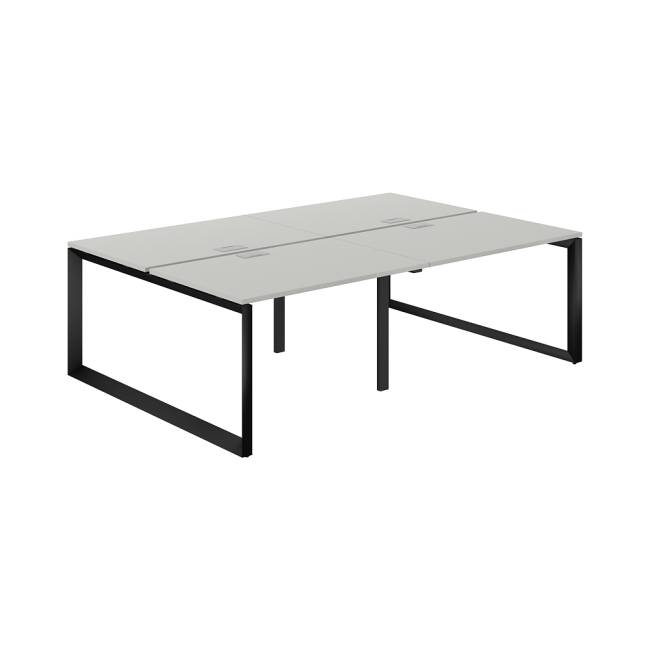 PR.257.SH.O59.BL / Рабочая станция 2400х1638х750 / профиль: 59х59 черный; столешница: серый бархат