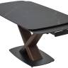 Стол БЛАНКО (BLANCO) 160 цвет ЧЕРНЫЙ МРАМОР МАТОВЫЙ (MATT BLACK MARBLE SOLID CERAMIC / ОРЕХ, ®DISAUR