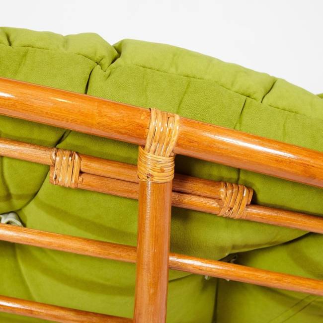 Кресло-качалка Папасан/Papasan (W 23/01 B) /с подушкой/ 115х78х104см, коньячный, флок олива, 23 Cognac (коньяк)