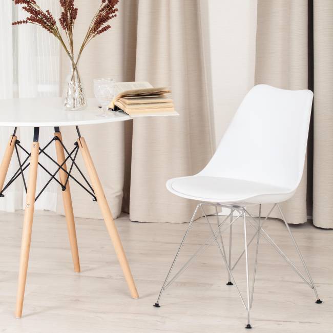 Стул Тулип Айрон Чаир/Tulip Iron Chair (мод.EC-123)/1 шт. в упаковке металл/пластик, 54,5*48*83,5см, white (белый) white (белый) металл/пластик
