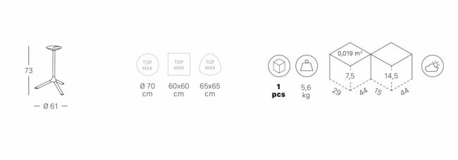 Подстолье металлическое складное Tripe Folding голубой Ø610х730 мм