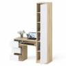 Компьютерный стол МС-6 левый с узким пеналом 400 Мори цвет дуб сонома/белый