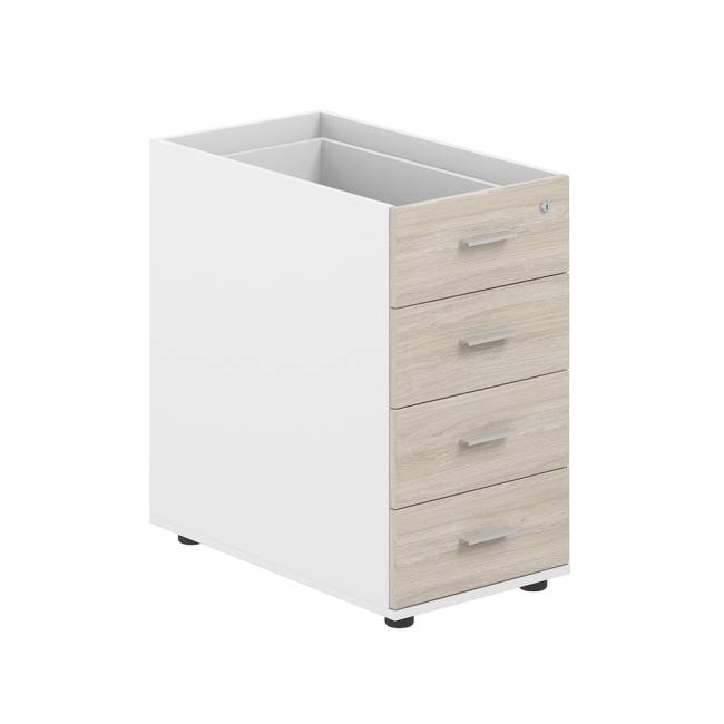 SG.522.WH.OL / Тумба приставная 400х700х725 с 4 ящ., с замком без топа / корпус: белый; фасады: дуб светлый