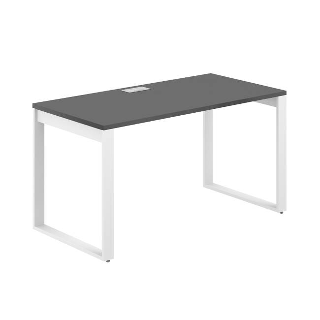 AG.105.AN.L.72.WH  / Стол 1400х700х750  / профиль О-образный: 70х20 белый; лючок: серебро; столешница: антрацит