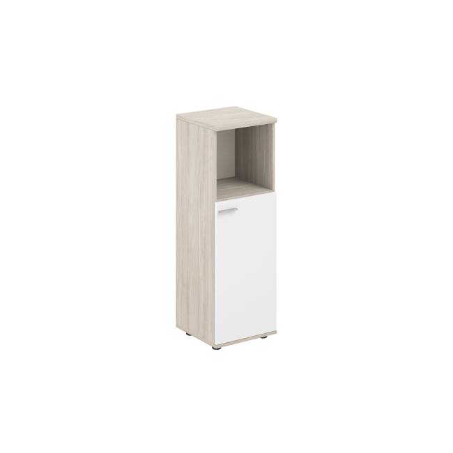 SG.844.OL.WH.R / Шкаф средний с нишей 400х400х1200, 1 дв., з.ст HDF, правый / корпус: дуб светлый; фасад: белый