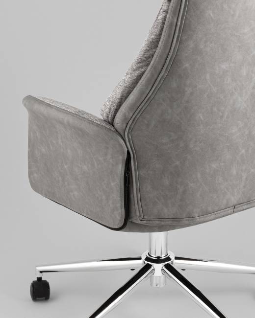 Кресло офисное TopChairs Neoma светло-серый экокожа ткань