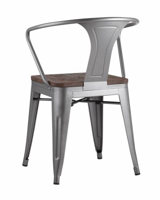 Стул TOLIX ARM WOOD с подлокотниками серебристый