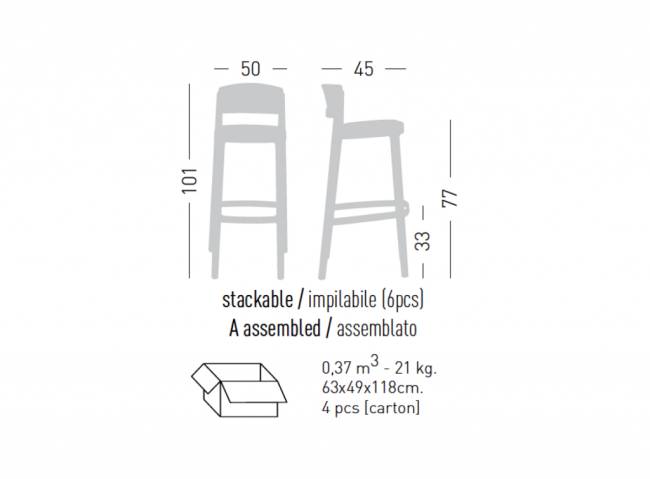 Стул пластиковый барный Abuela Stool 77 бледно-голубой 500х450х1010 мм Стул пластиковый барный Abuela Stool 77 бледно-голубой 500х450х1010 мм