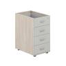 SG.521.OL.SH / Тумба приставная 400х600х725 с 4 ящ., с замком без топа / корпус: дуб светлый; фасады: серый бархат