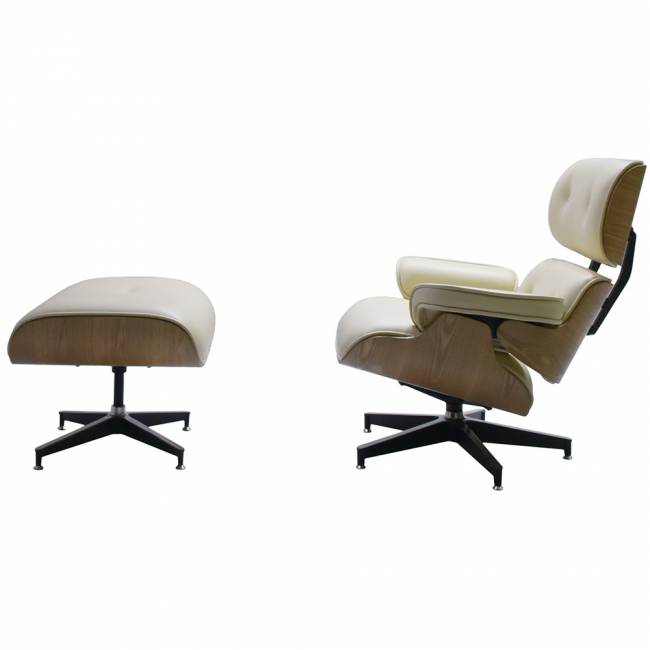 Кресло EAMES LOUNGE CHAIR и оттоманка EAMES LOUNGE CHAIR бежевые Кресло EAMES LOUNGE CHAIR и оттоманка EAMES LOUNGE CHAIR бежевые