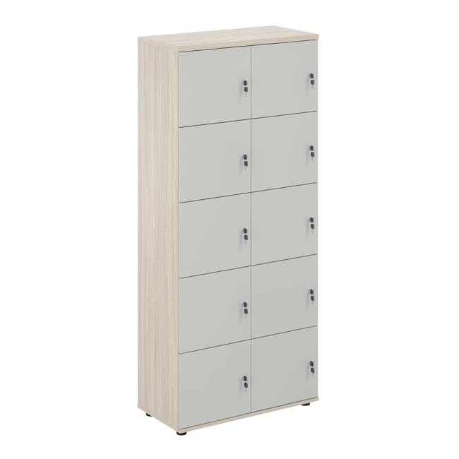 SG.820.OL.SH / Локер 10 ячеек 800х400х1866 / корпус: дуб светлый; фасады: серый бархат