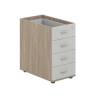 SG.522.OD.SH / Тумба приставная 400х700х725 с 4 ящ., с замком без топа / корпус: дуб темный; фасады: серый бархат
