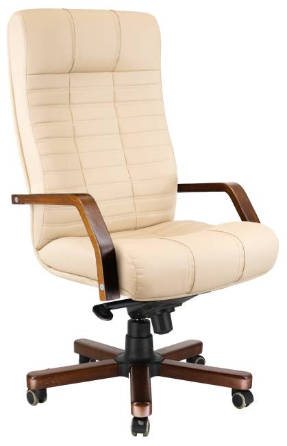 Кресло Everprof Atlant Wood (Атлант Вуд) M Кожа Бежевый