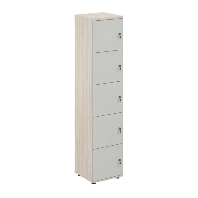 SG.818.OL.SH / Локер 5 ячеек 400х400х1866 / корпус: дуб светлый; фасады: серый бархат