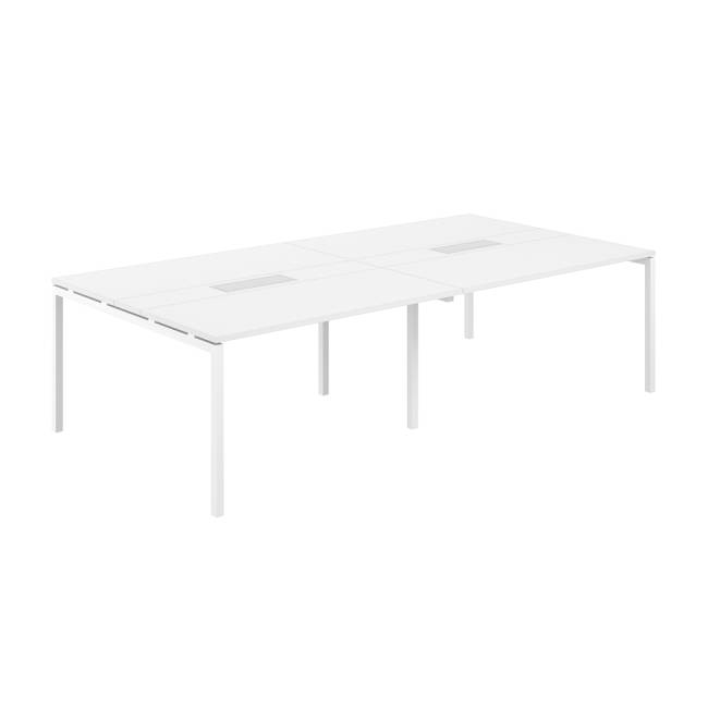 SG.285.WH.44.WH.WH / Стол переговорный комбинированный 2800х1438х750 МК40х40 / профиль: 40х40 белый; столешница: белый, вставка белая
