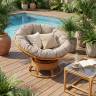 Кресло-качалка Папасан/Papasan (W 23/01 B) /с подушкой/ 115х78х104см, пекан орех, подушка рогожка, меланж Pecan (орех)