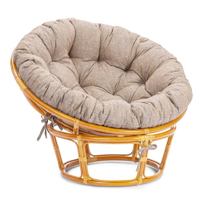 Кресло Папасан/Papasan (23/01 W) /с подушкой и ремешками/ 115х101х104см, медовый, подушка рогожка, меланж Honey (мед)