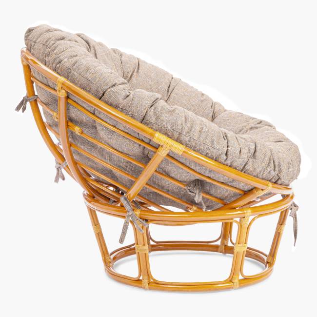 Кресло Папасан/Papasan (23/01 W) /с подушкой и ремешками/ 115х101х104см, медовый, подушка рогожка, меланж Honey (мед)