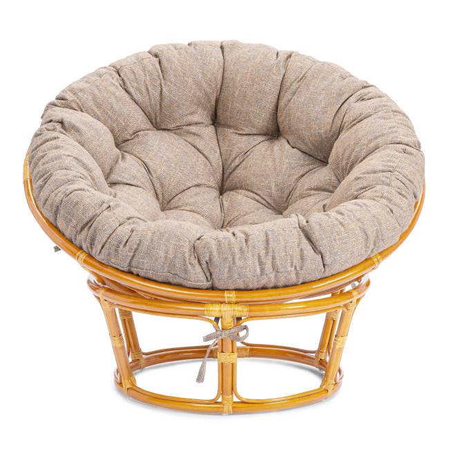 Кресло Папасан/Papasan (23/01 W) /с подушкой и ремешками/ 115х101х104см, медовый, подушка рогожка, меланж Honey (мед)