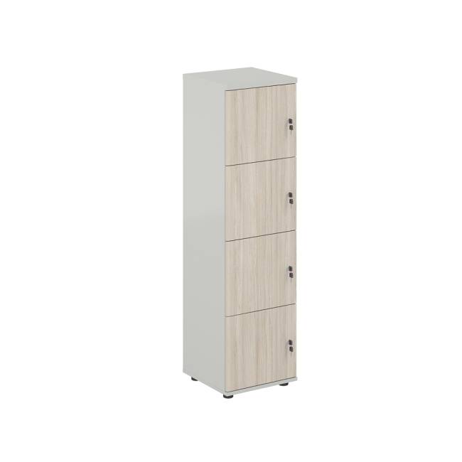 SG.817.SH.OL / Локер 4 ячейки 400х400х1483 / корпус: серый бархат; фасады: дуб светлый