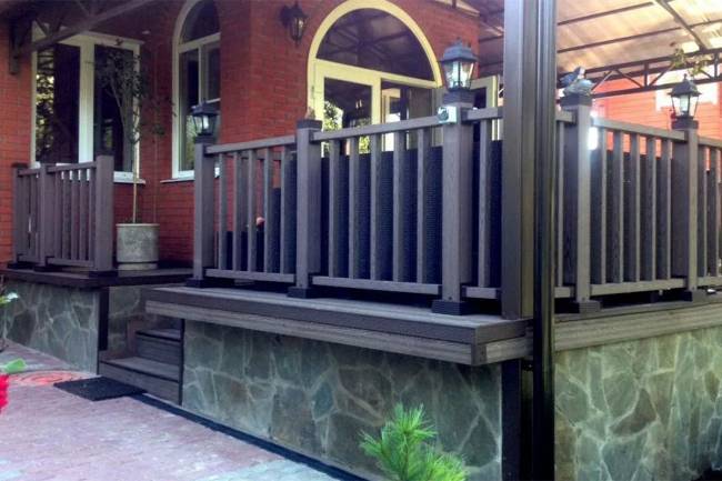 Ограждение ДПК holzhof woodstyle секция 1 м.п., с тиснением 3D, Ограждение ДПК holzhof woodstyle секция 1 м.п., с тиснением 3D,