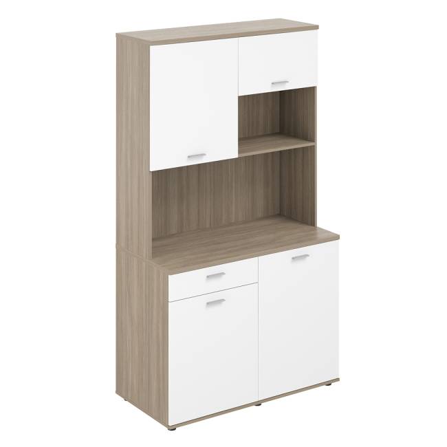 SG.1002.OD.WH / Офисная мини-кухня с ящиком, 1200х600х2135 / корпус: дуб темный, фасады: белый