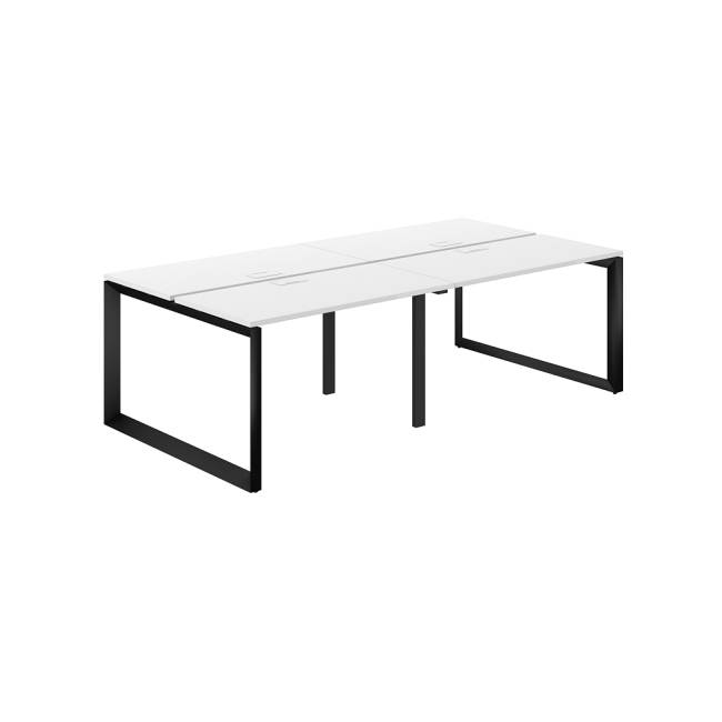 PR.251.WH.O59.BL / Рабочая станция 2400х1238х750 / профиль: 59х59 черный; столешница: белый