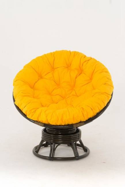Кресло-качалка "PAPASAN" темный коньяк с механизмом желтая подушка Кресло-качалка "PAPASAN" темный коньяк с механизмом желтая подушка