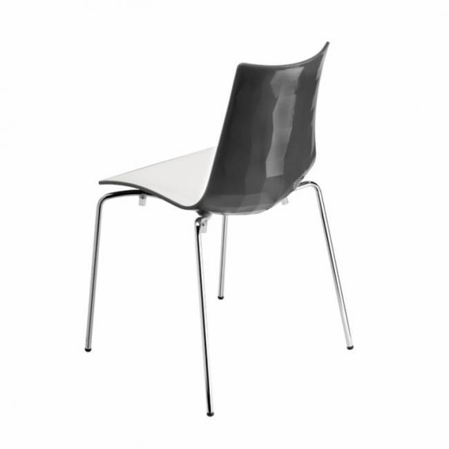 Стул пластиковый Zebra Bicolore 4 legs хром, белый, антрацит 550х520х830 мм