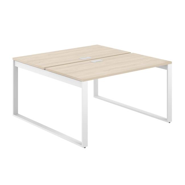 AG.134.AR.L.72.WH  / Рабочая станция 1200х1438х750  / профиль О-образный: 70х20 белый; лючок: серебро; столешница: акация равелло