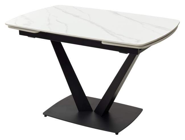 Стол АЛАТРИ (ALATRI) 120 цвет БЕЛЫЙ МРАМОР МАТОВЫЙ (MATT WHITE MARBLE) керамика / ЧЕРНЫЙ, ®DISAUR