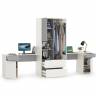 Компьютерные столы и шкаф для одежды Торонто цвет белый шагрень/стальной серый