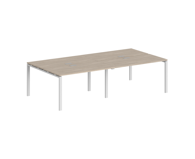 SG.252.OL.63.WH / Рабочая станция 2800х1238х750 / профиль: 60х30 белый; столешница: дуб светлый