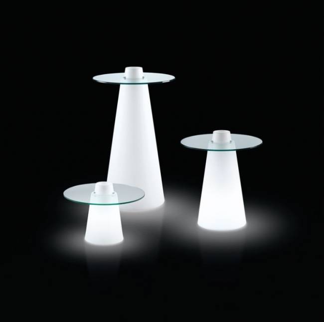 Стол пластиковый светящийся Peak Lighting белый Ø700х800 мм