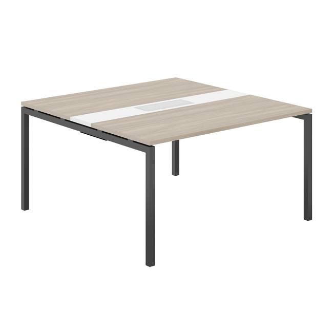 SG.282.OD.44.AN.WH / Стол переговорный комбинированный 1400х1438х750 МК40х40 / профиль: 40х40 антрацит; столешница: дуб темный, вставка белая