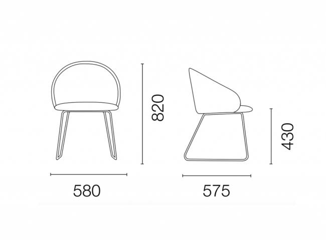 Кресло с обивкой Glera-K Sled 580х575х820 мм