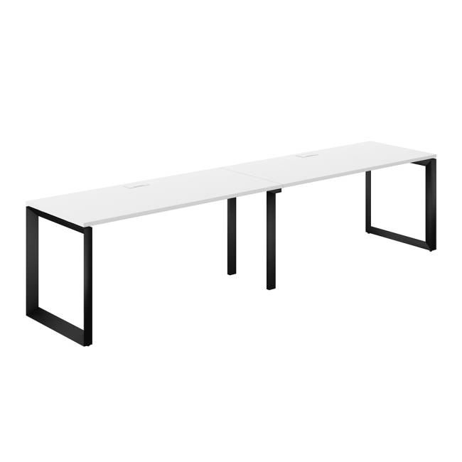 PR.228.WH.O59.BL / Рабочая станция s-b-s 3200х700х750 / профиль: 59х59 черный столешница: белый