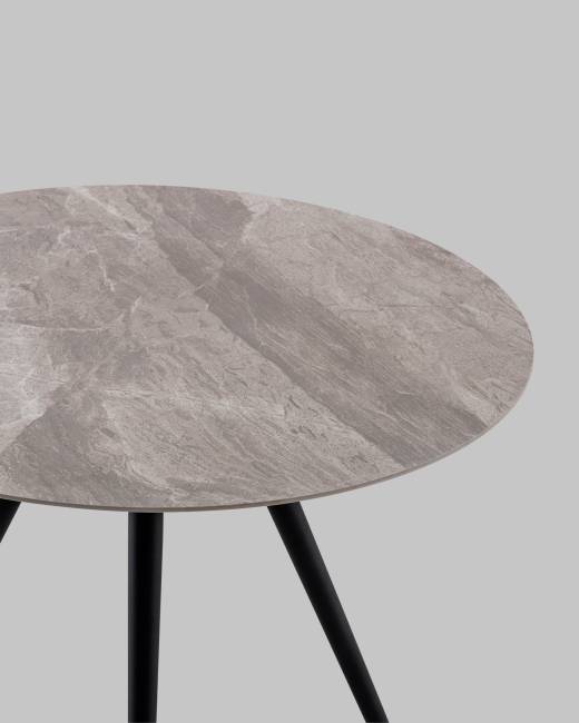 Стол Ники круглый столешница керамика Italian light grey 900