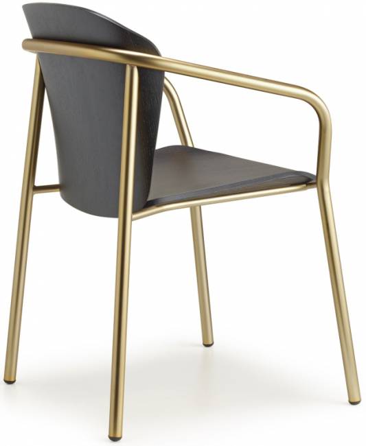 Кресло деревянное Finn Metal Wood матовое золото, черный ясень 580х550х780 мм Кресло деревянное Finn Metal Wood матовое золото, черный ясень 580х550х780 мм