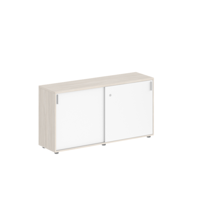 SG.702.OL.WH / Шкаф купе 1438х400х750 низкий, с замком / корпус: дуб светлый, фасады: белый