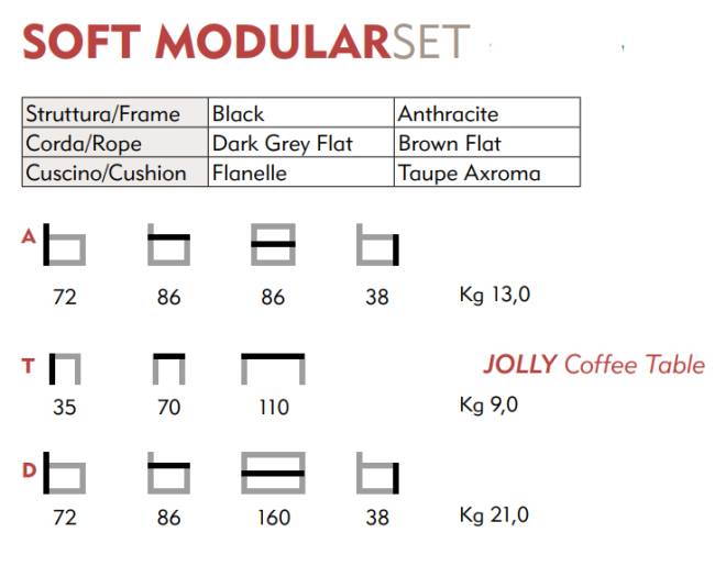 Комплект мягкой мебели Soft Modular антрацит, коричневый, тортора Комплект мягкой мебели Soft Modular антрацит, коричневый, тортора