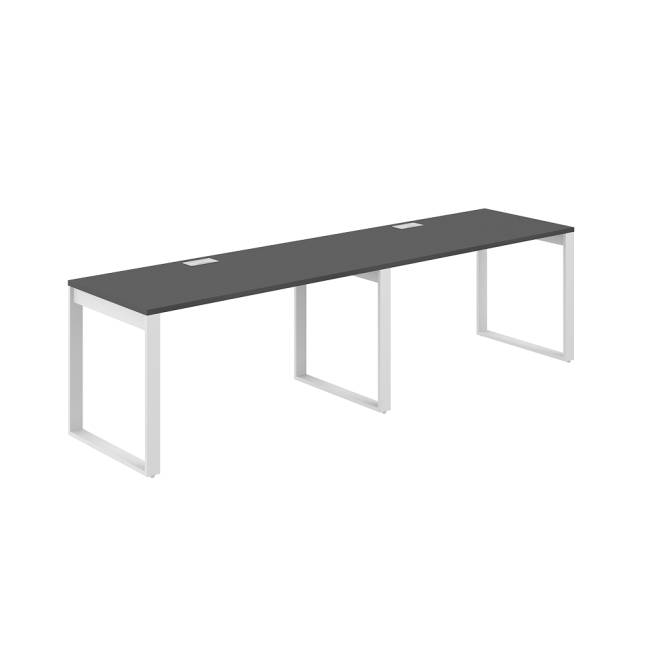 AG.177.AN.L.72.WH / Рабочая станция s-b-s 2400х800х750 / профиль О-образный: 70х20 белый; лючок: серебро; столешница: антрацит