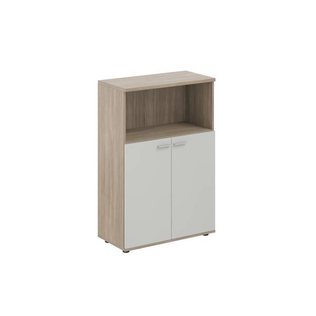 SG.843.OD.SH / Шкаф средний с нишей 800х400х1200, 2-х дв., з.ст HDF / корпус: дуб темный; фасады: серый бархат