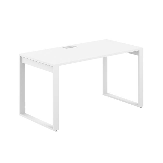 AG.104.WH.L.72.WH  / Стол 1200х700х750  / профиль О-образный: 70х20 белый; лючок: серебро; столешница: белый