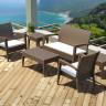 Кресло пластиковое плетеное с подушкой Miami Lounge Armchair коричневый 720х760х890 мм