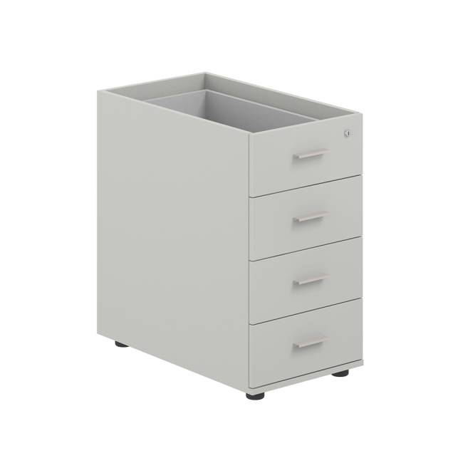 SG.522.SH.SH / Тумба приставная 400х700х725 с 4 ящ., с замком без топа / корпус: серый бархат; фасады: серый бархат