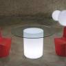 Стол пластиковый со стеклом светящийся Arthur Lighting белый Ø1200х720 мм