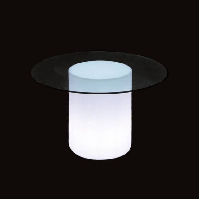 Стол пластиковый со стеклом светящийся Arthur Lighting белый Ø1200х720 мм